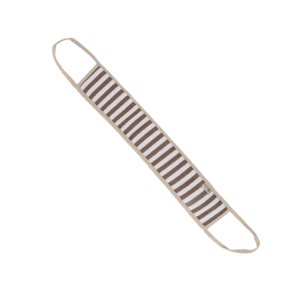 Long Striped Exfoliating Back Scrubber Loofah Sponge Shower Bath Towel Deep Brown
