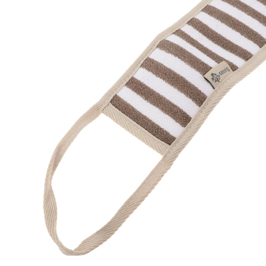 Long Striped Exfoliating Back Scrubber Loofah Sponge Shower Bath Towel Deep Brown