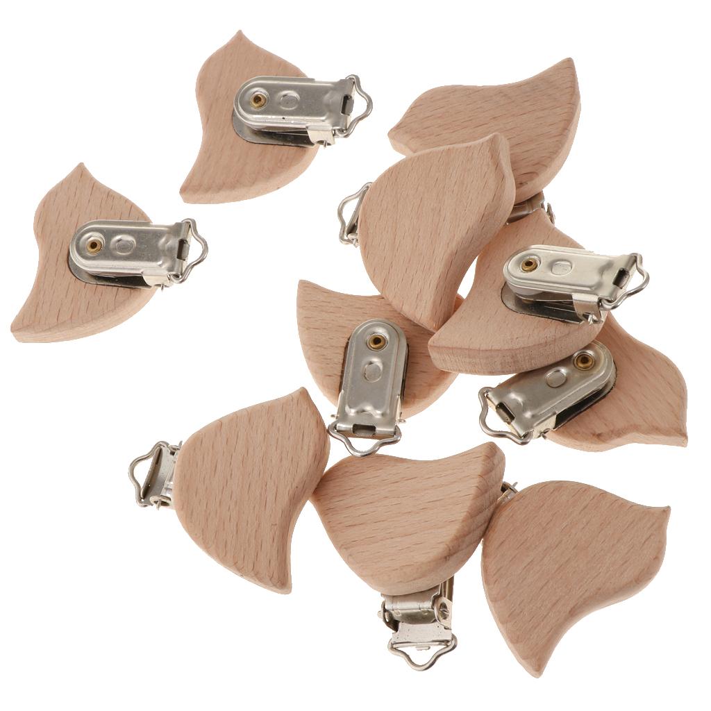 10Pcs Beech Wooden Dummy Clip Pacifier Clip Holder Baby Bird