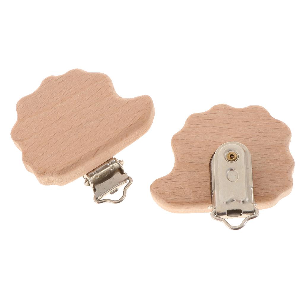 10Pcs Beech Wooden Dummy Clip Pacifier Clip Holder Baby Hedgehog