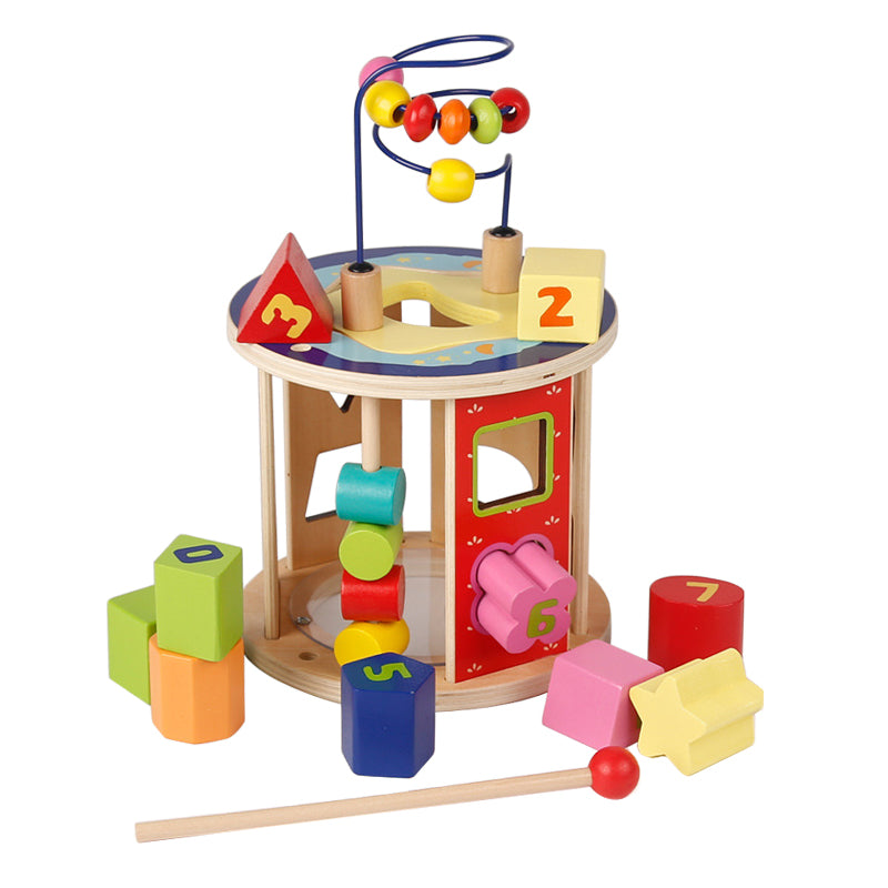 Colorful Bead Maze Roller Coaster Wooden Educational Circle Toy for Kids