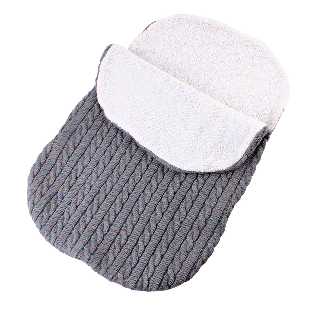 Baby Infant Knit Crochet Swaddle Wrap Swaddling Blanket Sleeping Bag Gray