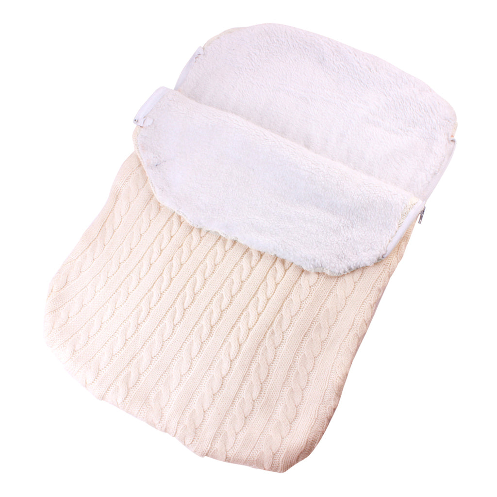 Baby Infant Knit Crochet Swaddle Wrap Swaddling Blanket Sleeping Bag Beige