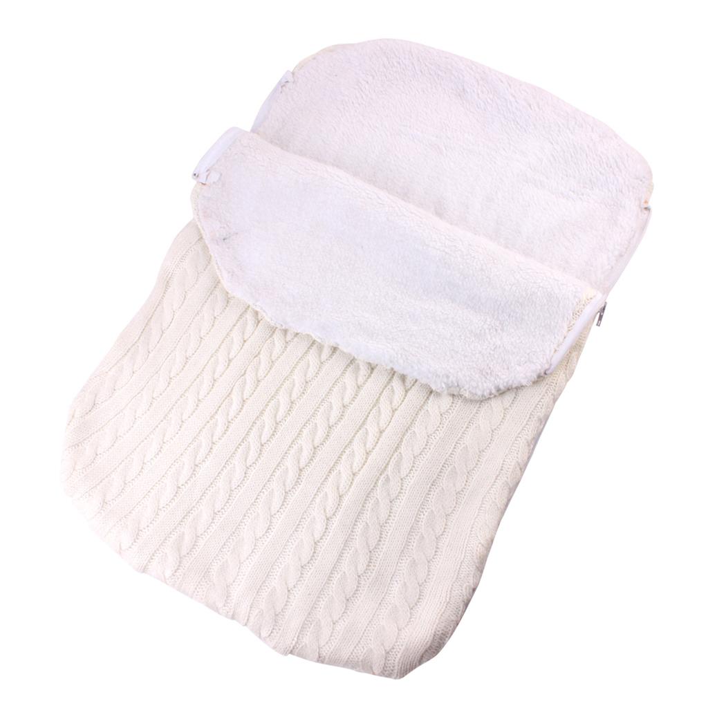 Baby Infant Knit Crochet Swaddle Wrap Swaddling Blanket Sleeping Bag White