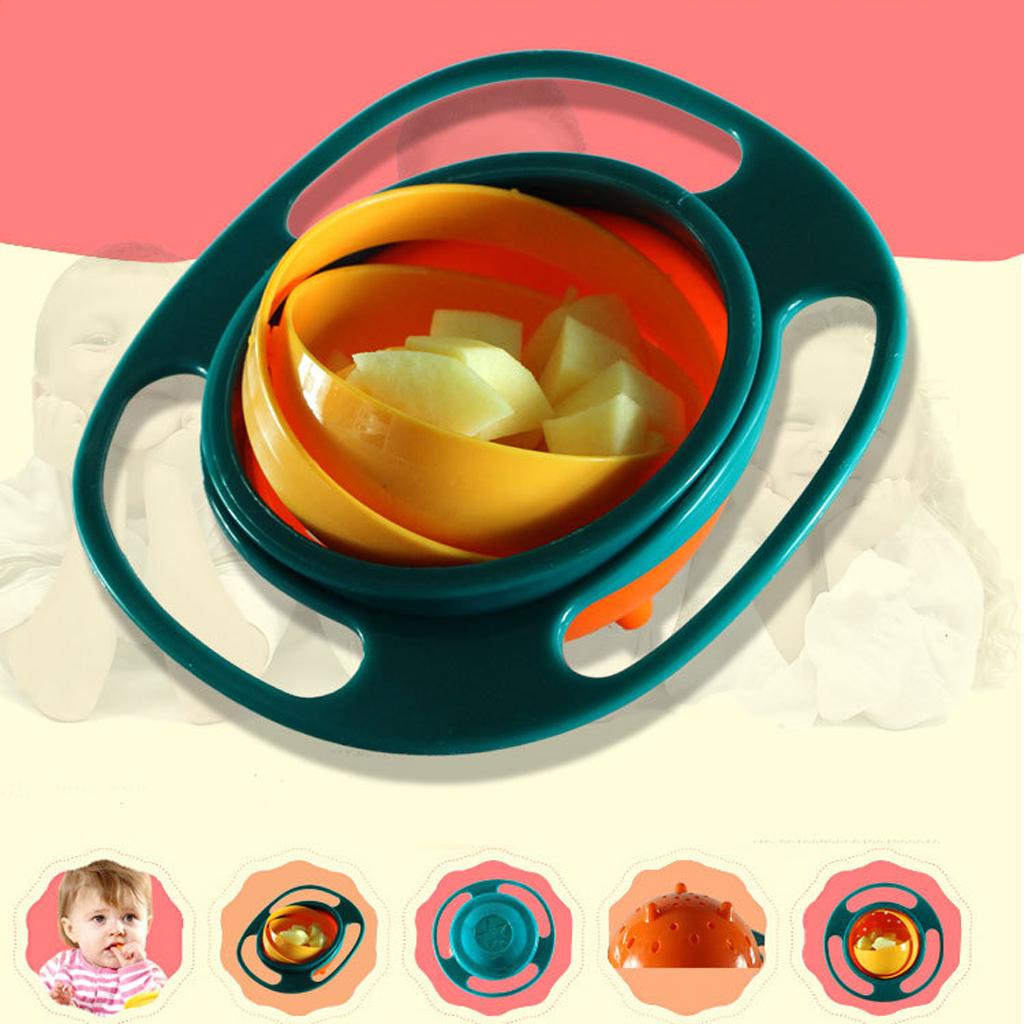 Baby Gyro Bowl 360 Dgree Rotate Spill Resistant Bowl with Lid Toy Tableware