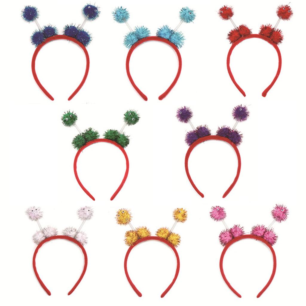 Kid Bee Pom Ball Headband Cosplay Costume Halloween Headwear Red