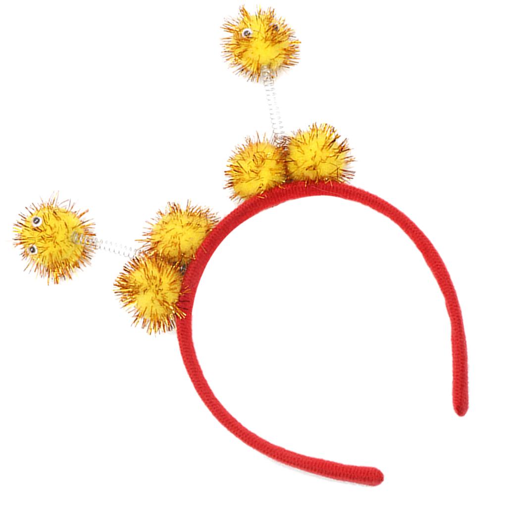 Kid Bee Pom Ball Headband Cosplay Costume Halloween Headwear Yellow