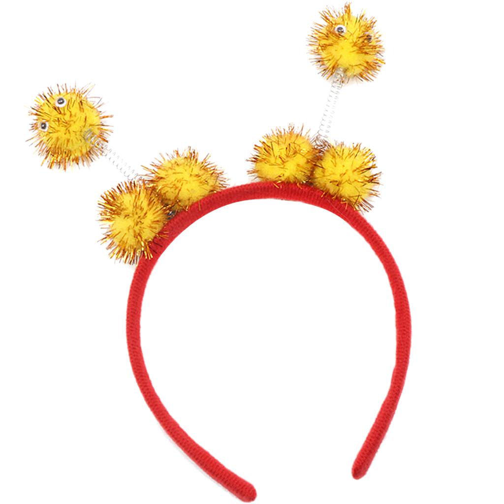 Kid Bee Pom Ball Headband Cosplay Costume Halloween Headwear Yellow