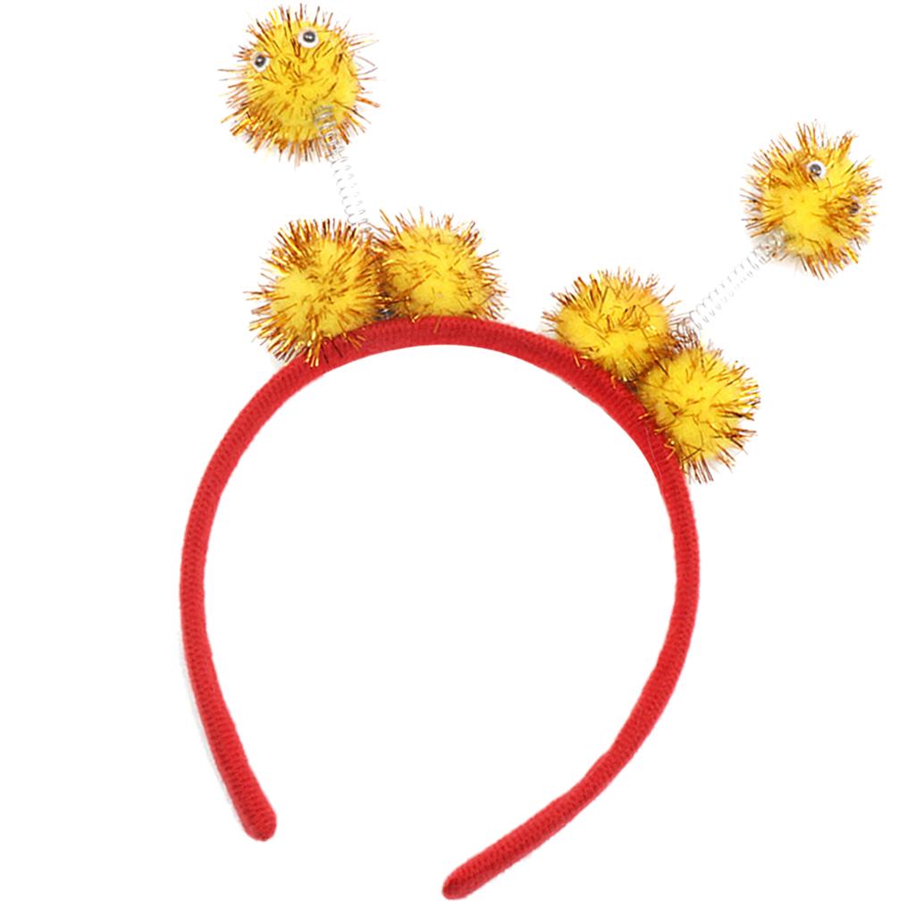 Kid Bee Pom Ball Headband Cosplay Costume Halloween Headwear Yellow