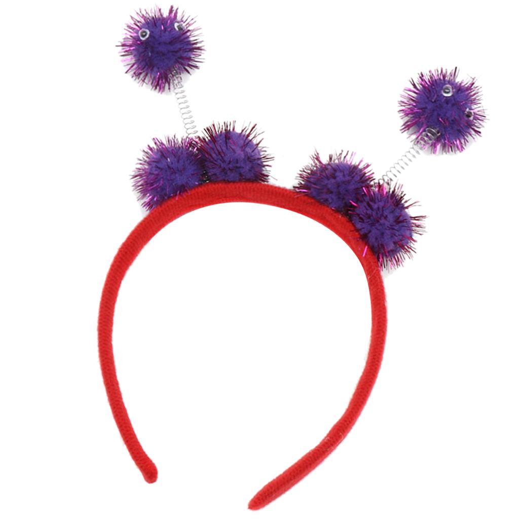 Kid Bee Pom Ball Headband Cosplay Costume Halloween Headwear Purple