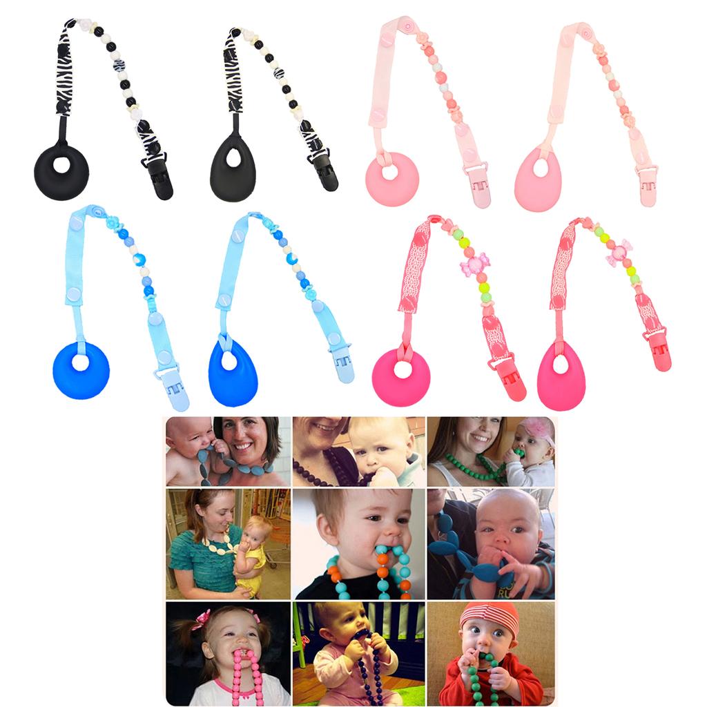 Baby Teething Necklace Kids Teether Nursing Beads Pendant Round Pink