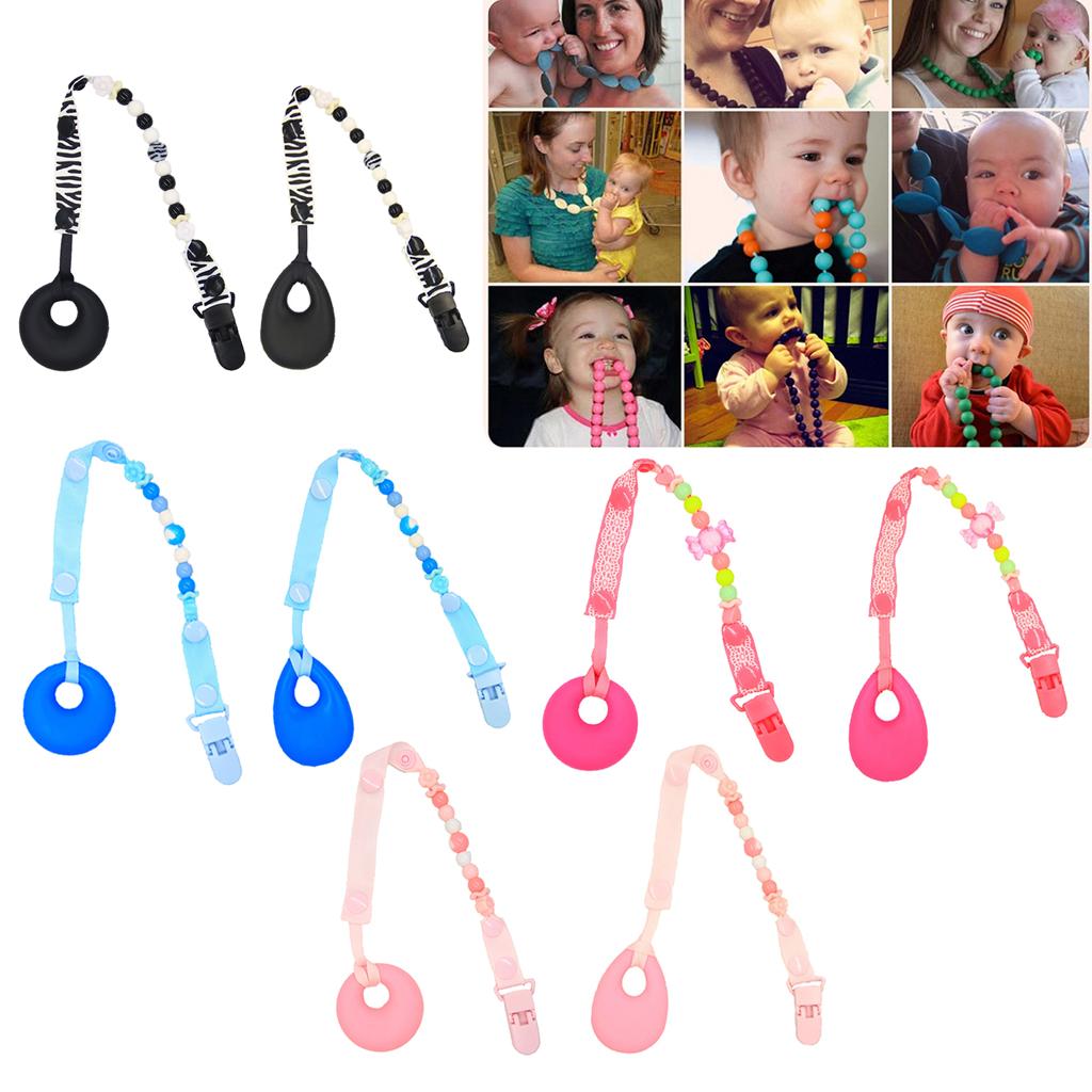 Baby Teething Necklace Kids Teether Nursing Beads Pendant Round Pink