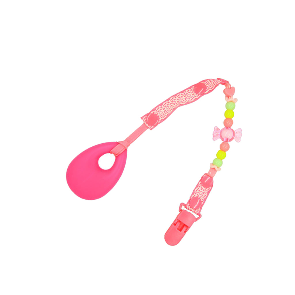 Baby Teething Necklace Kids Teether Nursing Beads Pendant Teardrop Rose red