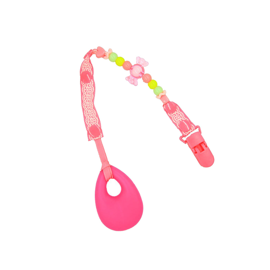 Baby Teething Necklace Kids Teether Nursing Beads Pendant Teardrop Rose red