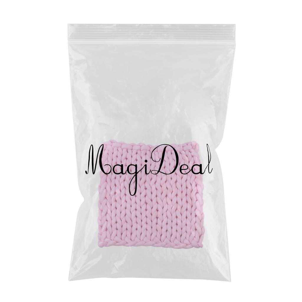 Hand-woven Knitted Blanket Yarn Bulky Knitting Blanket 120 x 100cm - Pink