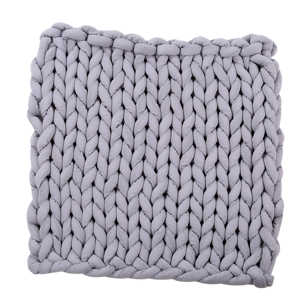 Hand-woven Knitted Blanket Yarn Bulky Knitting Blanket 100 x 80cm - Gray