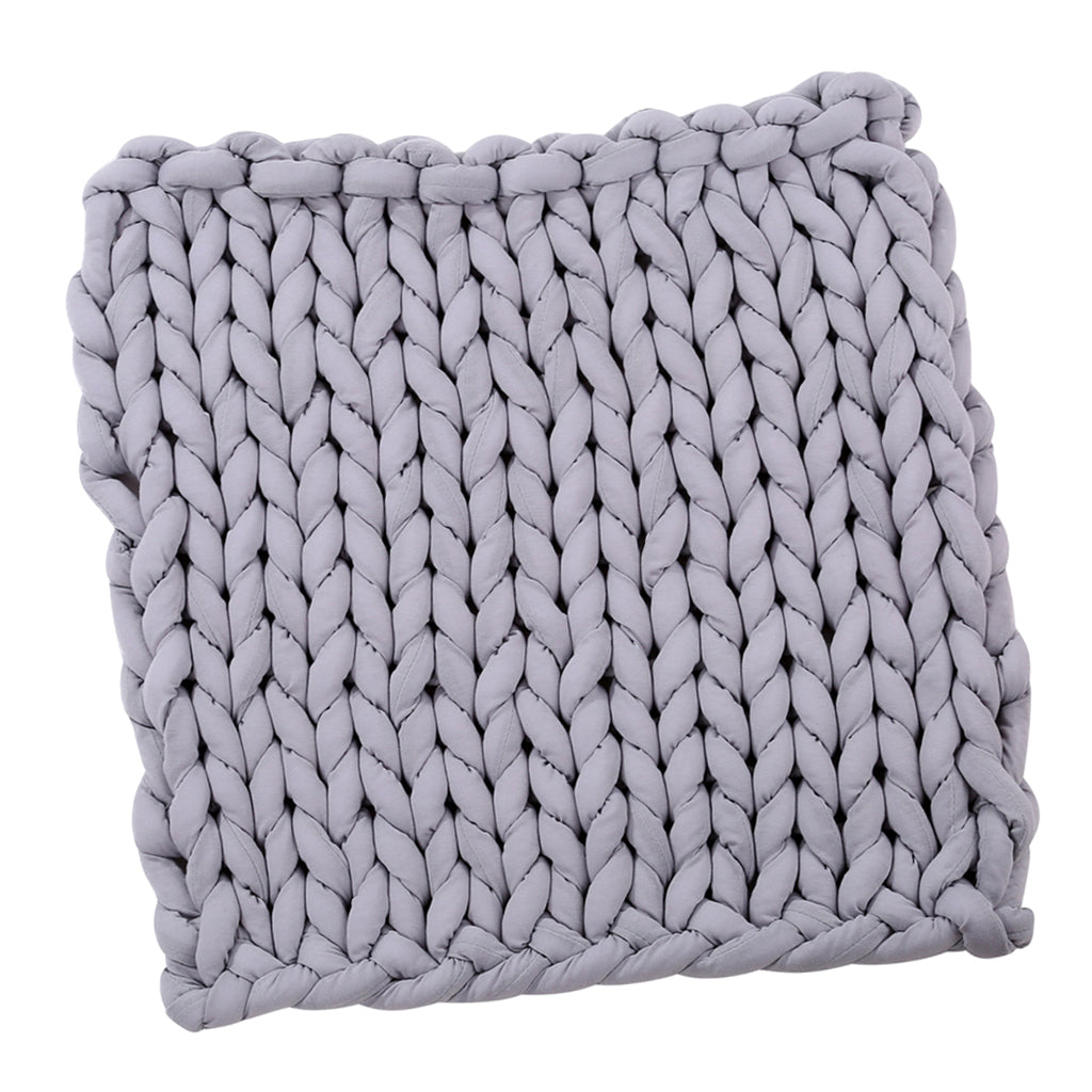 Hand-woven Knitted Blanket Yarn Bulky Knitting Blanket 100 x 80cm - Gray
