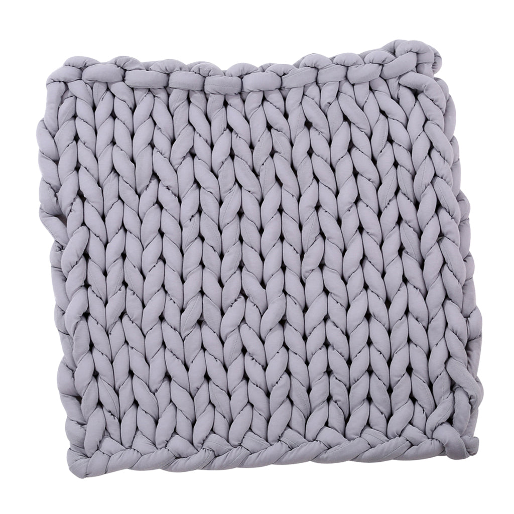 Hand-woven Knitted Blanket Yarn Bulky Knitting Blanket 100 x 80cm - Gray