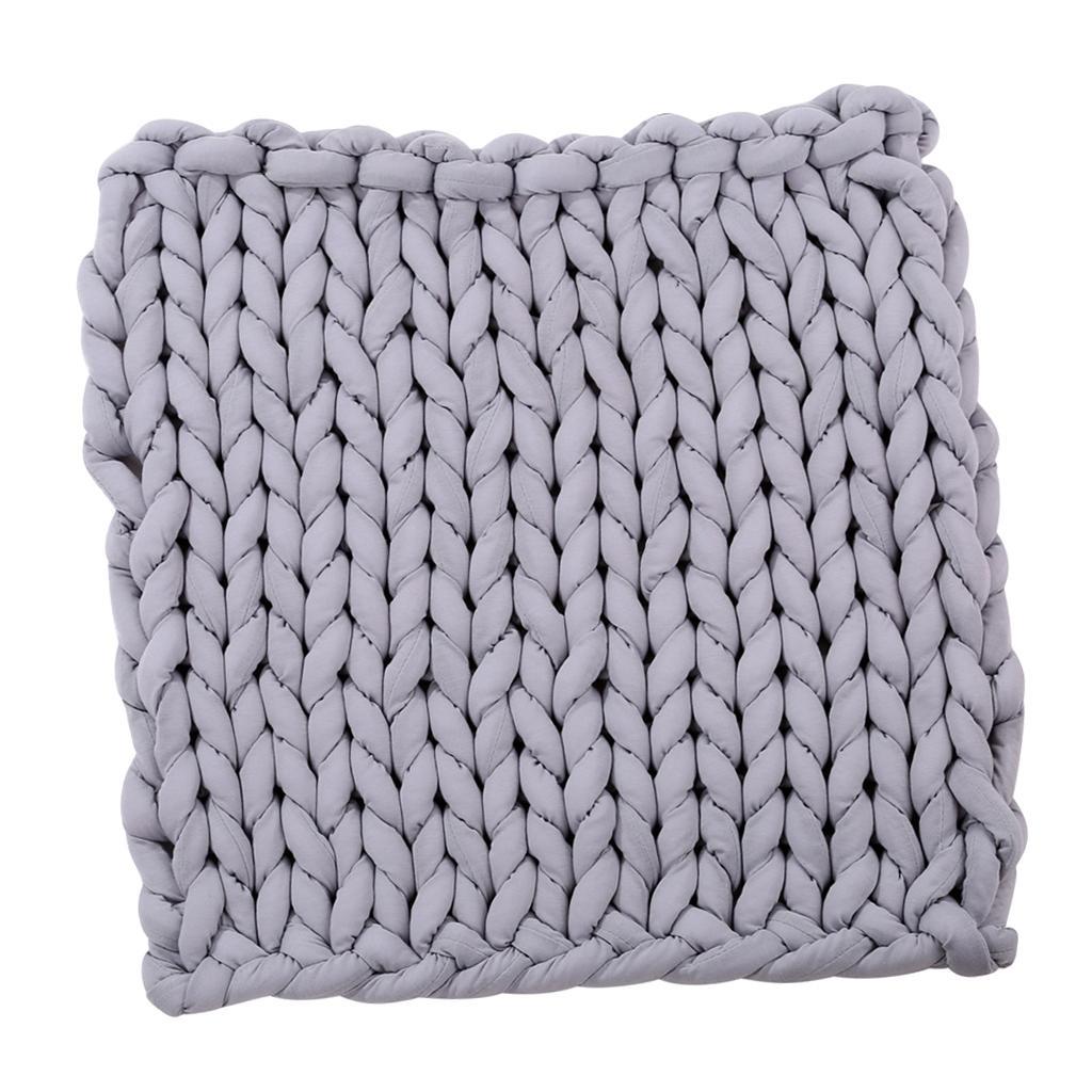 Hand-woven Knitted Blanket Yarn Bulky Knitting Blanket 60 x 60cm - Gray