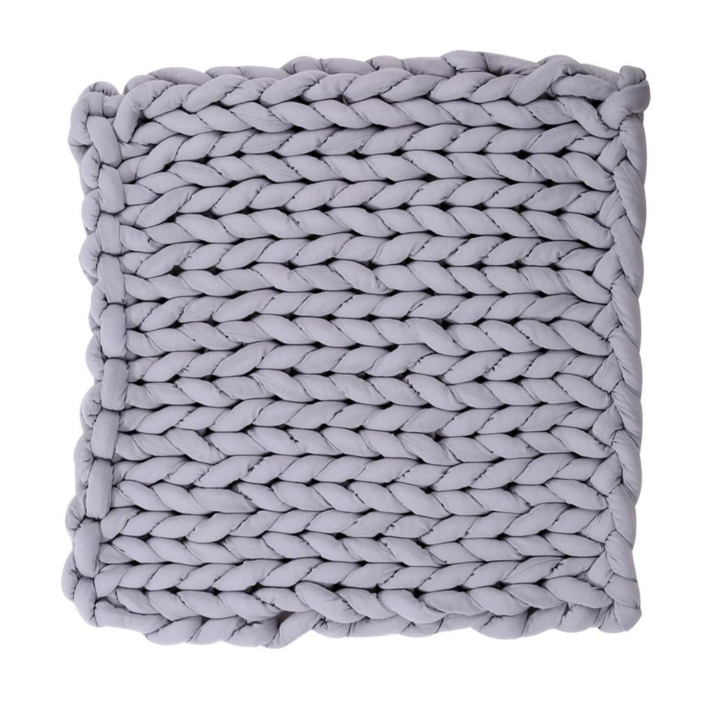 Hand-woven Knitted Blanket Yarn Bulky Knitting Blanket 60 x 60cm - Gray