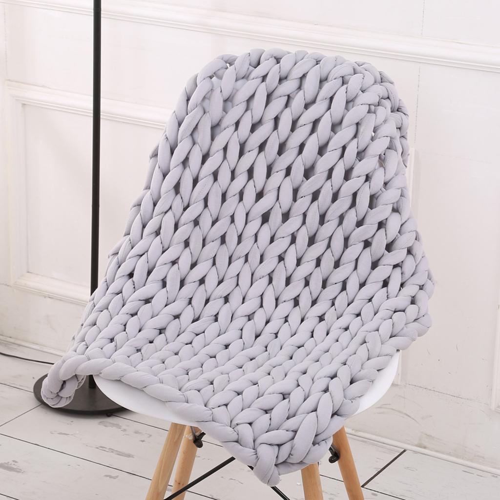 Hand-woven Knitted Blanket Yarn Bulky Knitting Blanket 60 x 60cm - Gray