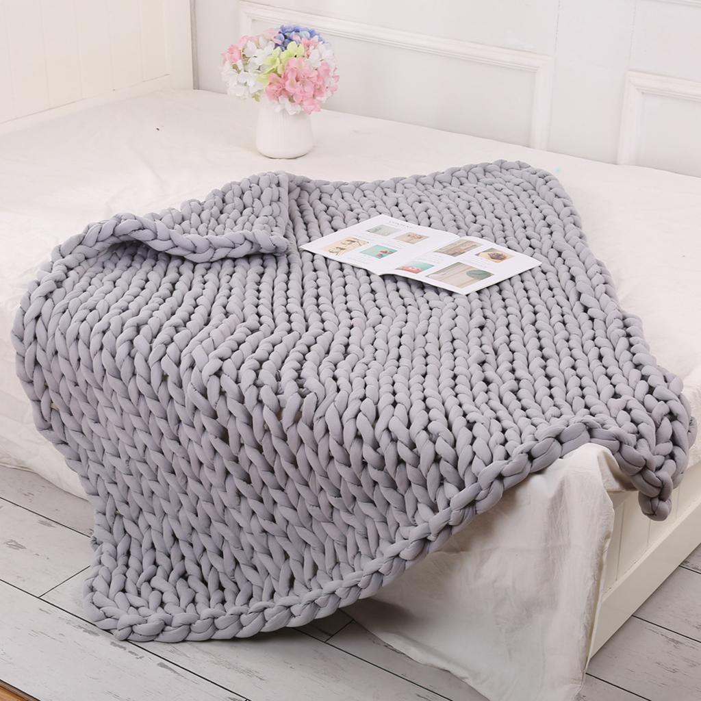 Hand-woven Knitted Blanket Yarn Bulky Knitting Blanket 60 x 60cm - Gray