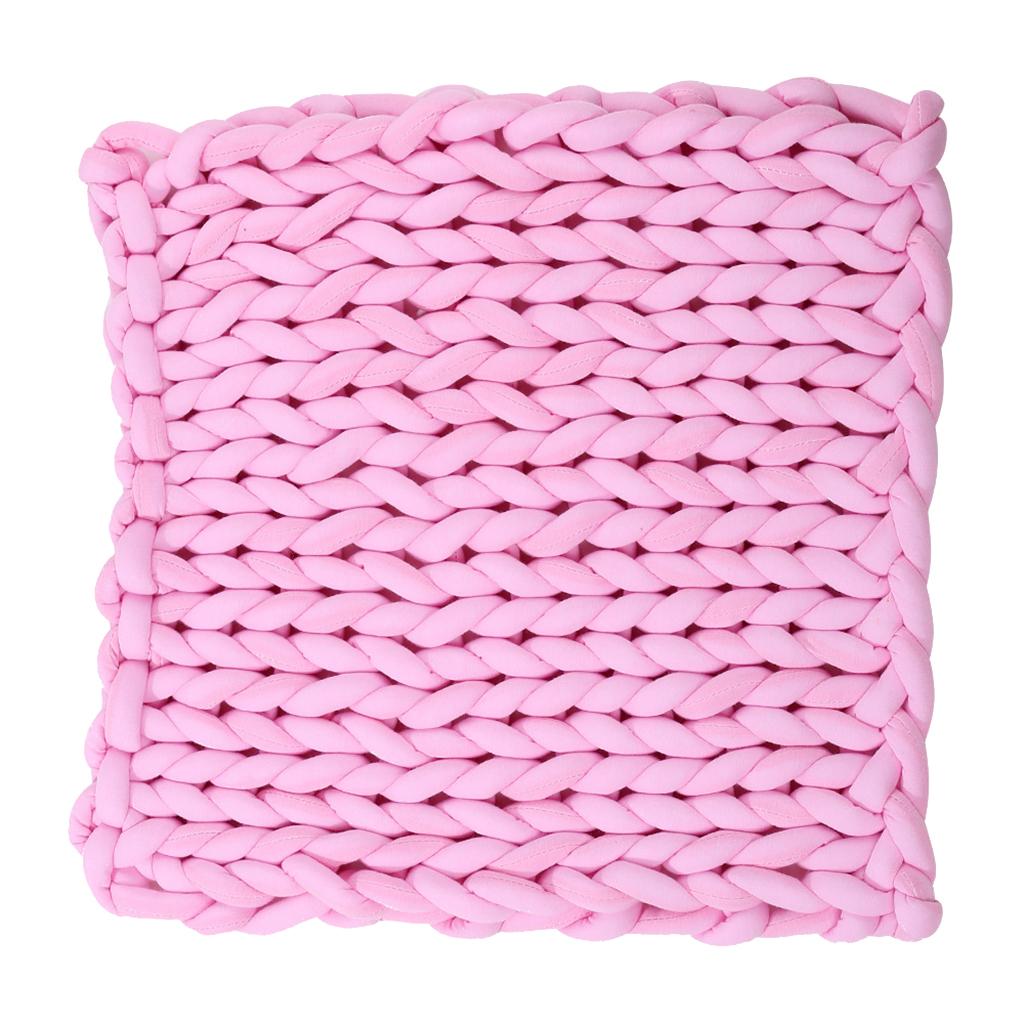 Hand-woven Knitted Blanket Yarn Bulky Knitting Blanket 60 x 60cm - Pink