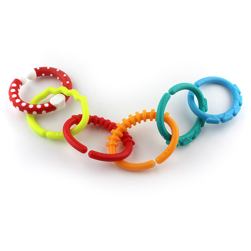 Baby Teether - 6pcs Silicone Sensory Teething Ring Toys - Fun, Colorful