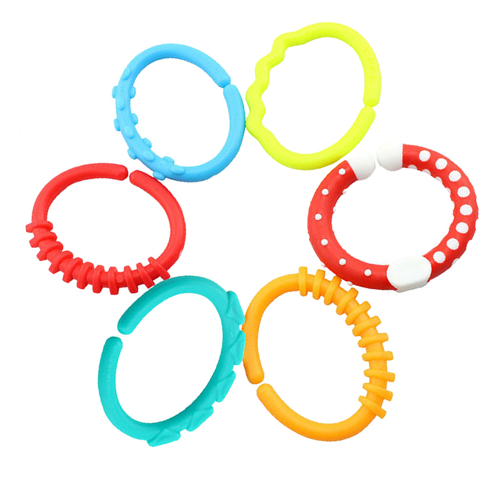 Baby Teether - 6pcs Silicone Sensory Teething Ring Toys - Fun, Colorful