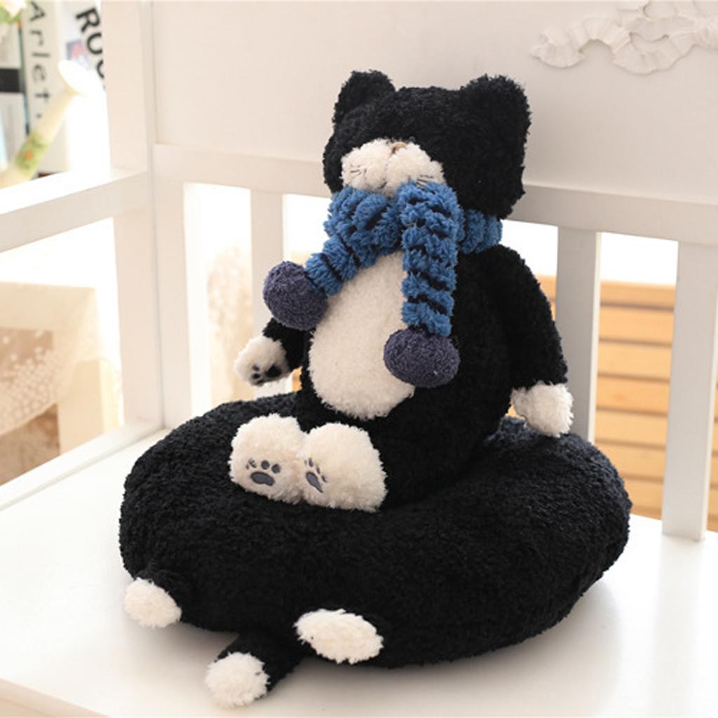 Black Cat Plush Toy Stuffed Cat&Animal Doll for Kids Children Soft Chair Cushion