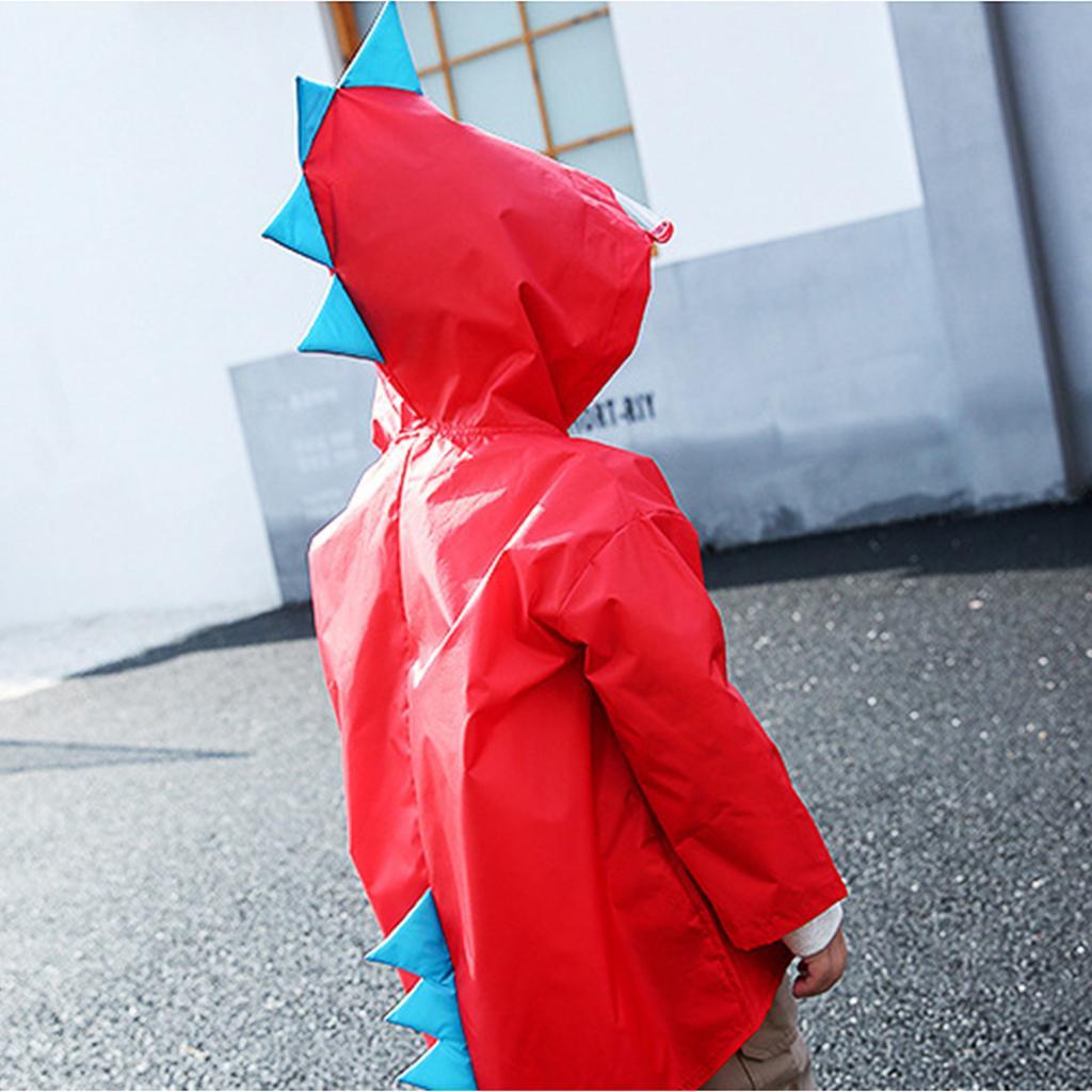 Cute Baby Kids Dinosaur Shaped Raincoat Red - XXL