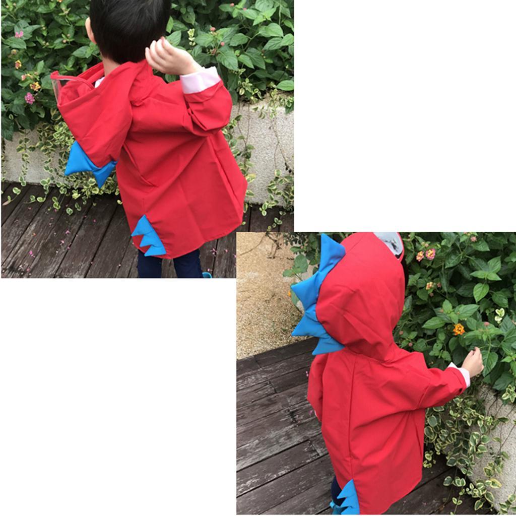 Cute Baby Kids Dinosaur Shaped Raincoat Red - XXL