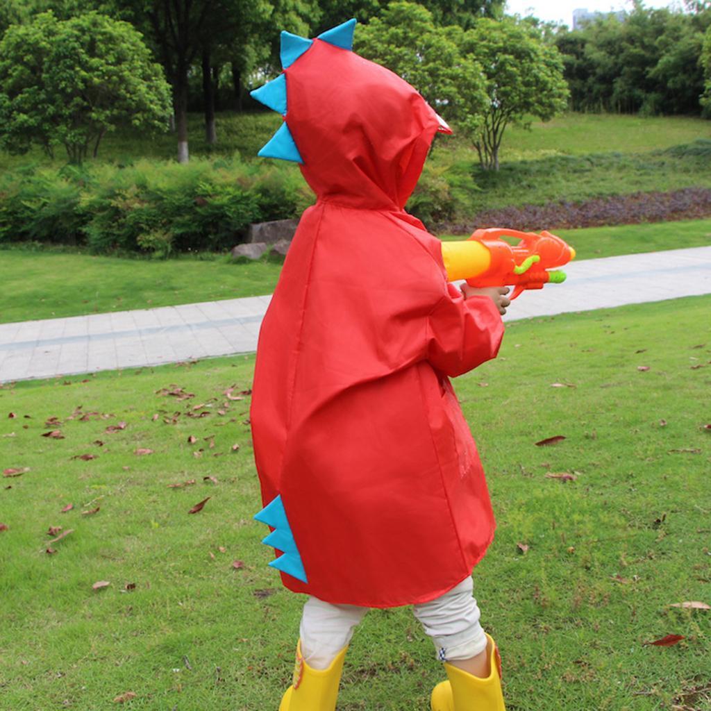 Cute Baby Kids Dinosaur Shaped Raincoat Red - XXL