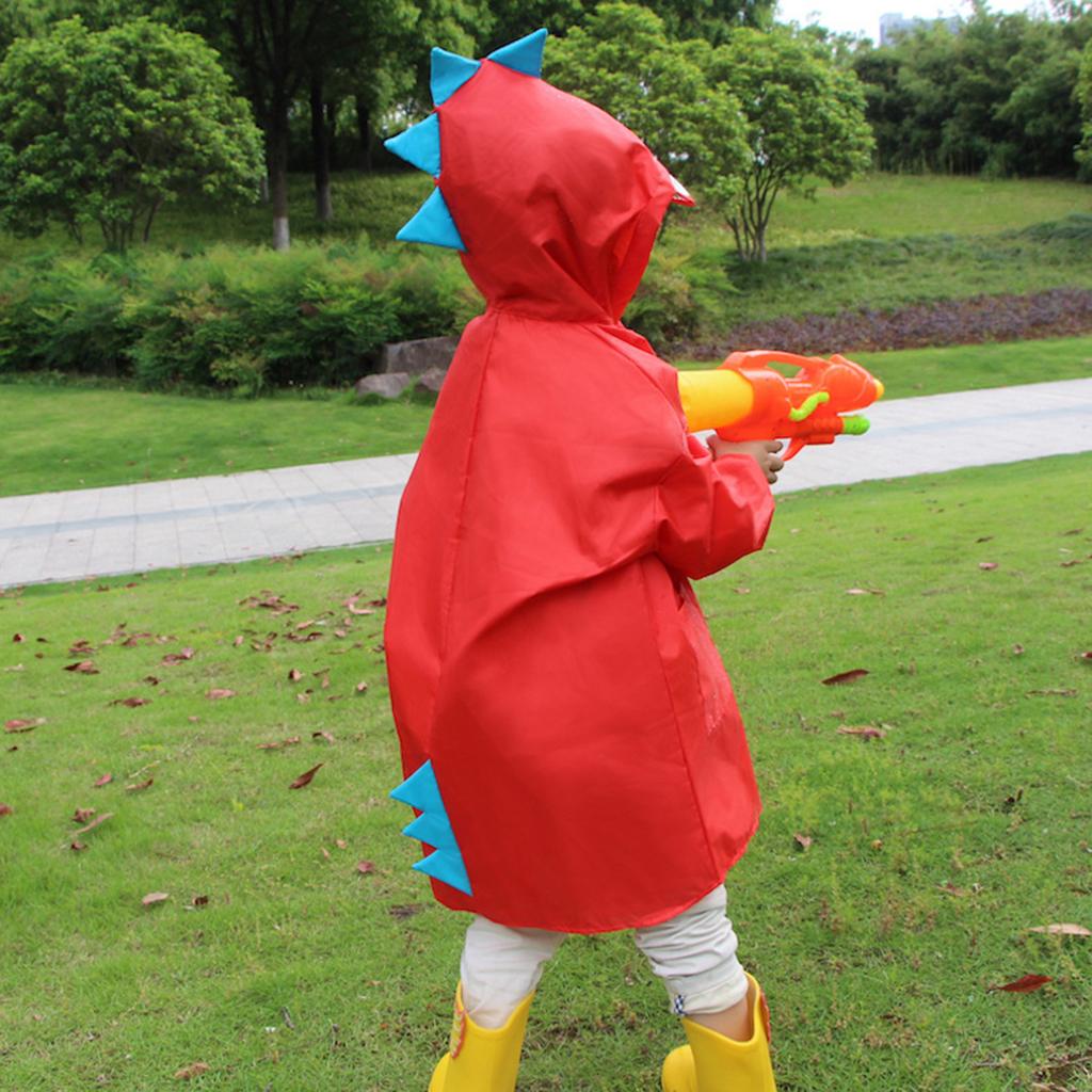 Cute Baby Kids Dinosaur Shaped Raincoat Red - M