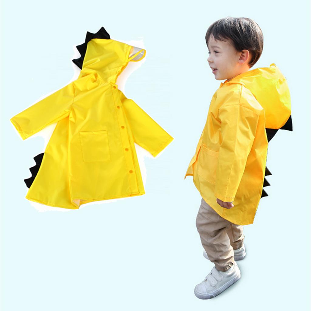 Cute Baby Kids Dinosaur Shaped Raincoat Yellow - XXL