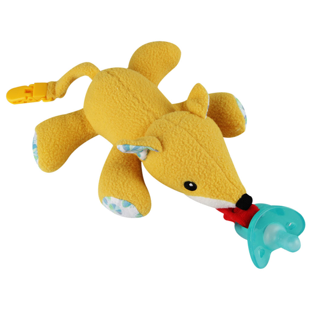 Inafnt Silicone Pacifier Holder Plush Animal Detachable Toy Yellow fox