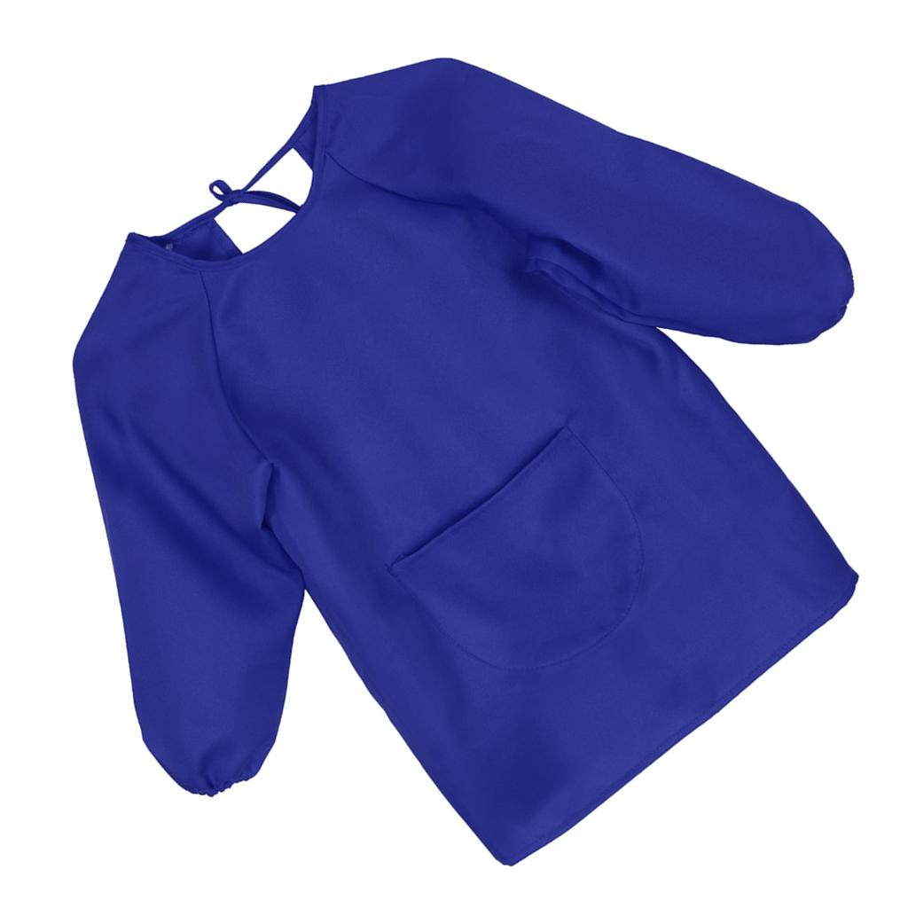 Childrens Waterproof Long Sleeve Apron Smock Art Cooking Painting Blue - M