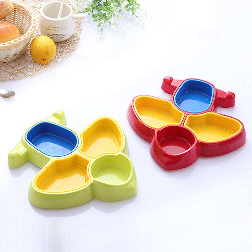 Aircraft Shaped Baby Kids Dinner Tray Divided Plate Divider Dinnerware Red