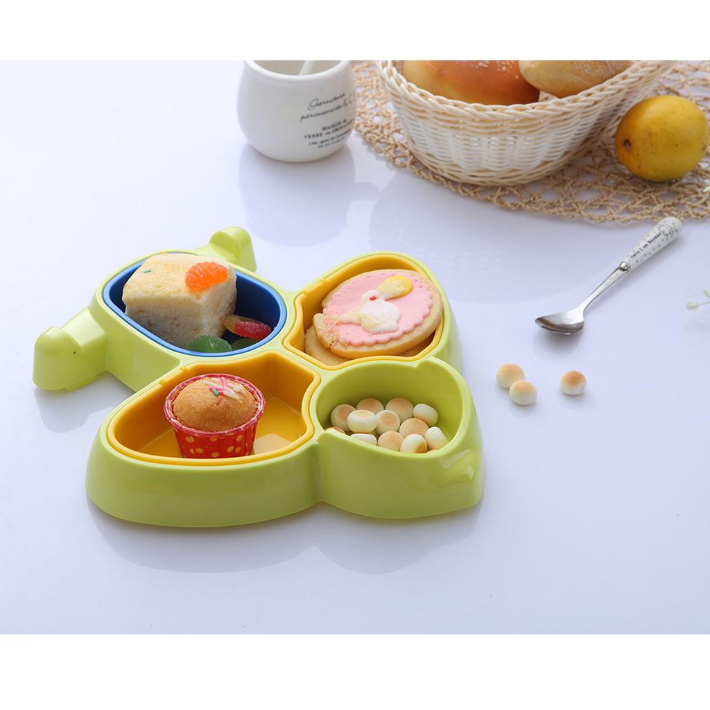 Aircraft Shaped Baby Kids Dinner Tray Divided Plate Divider Dinnerware Green