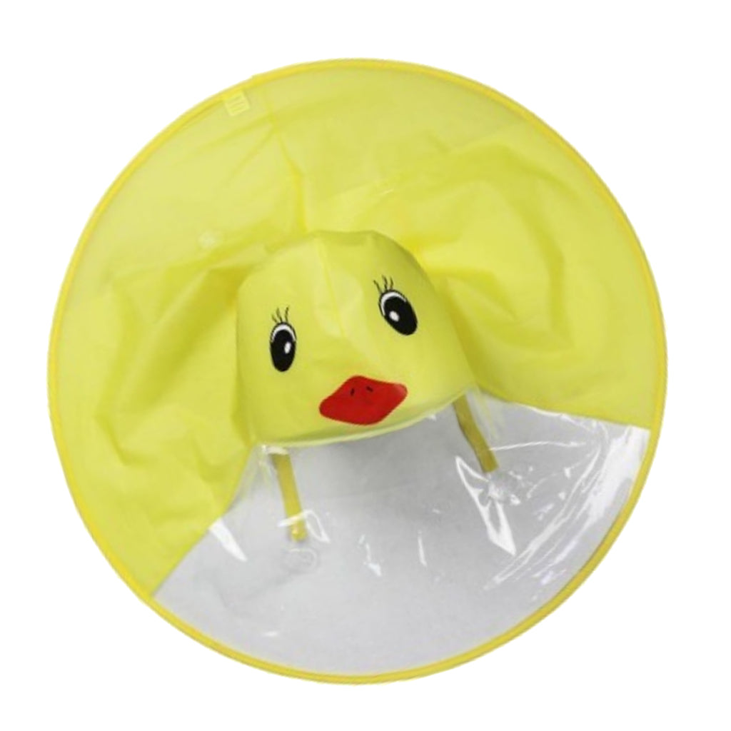 Cartoon Duck Baby Kids Raincoat Umbrella UFO Shape Rain Hat Cape M