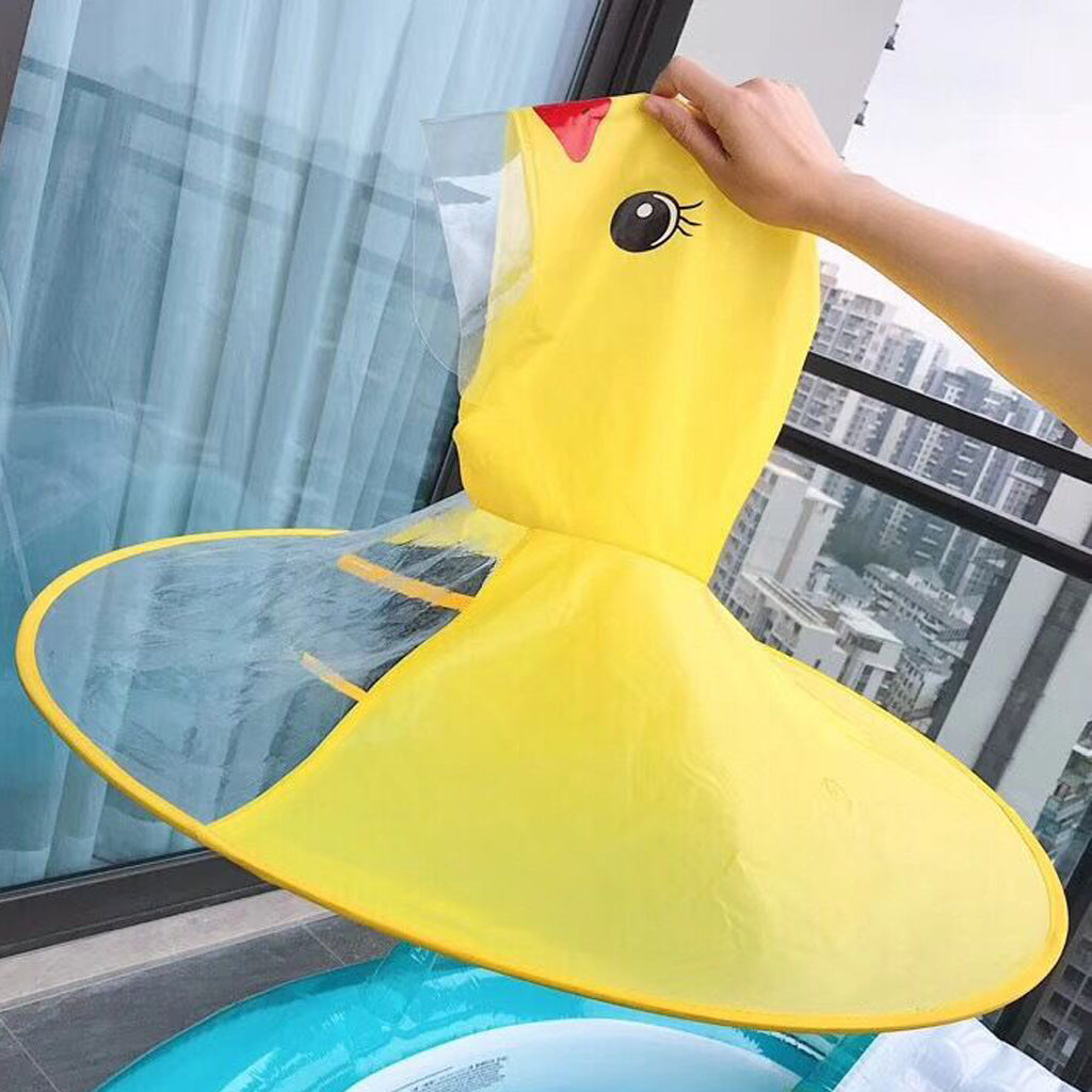 Cartoon Duck Baby Kids Raincoat Umbrella UFO Shape Rain Hat Cape M