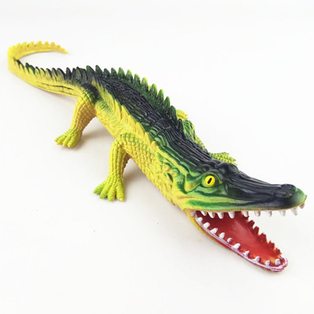 Toy Crocodile Plastic Tactile Figurine Model Alligator Nature Reptile Green