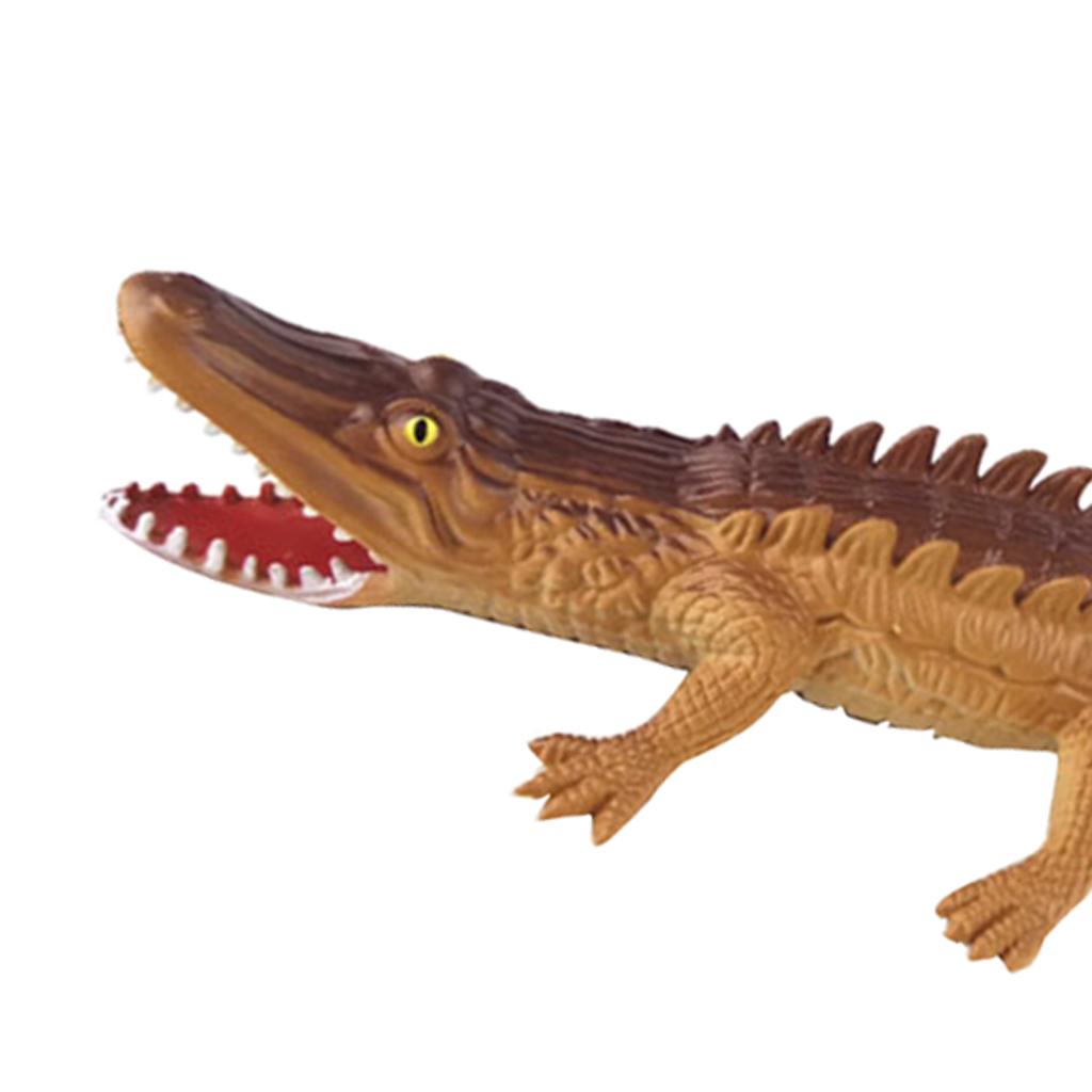 Toy Crocodile Plastic Tactile Figurine Model Alligator Nature Reptile Brown