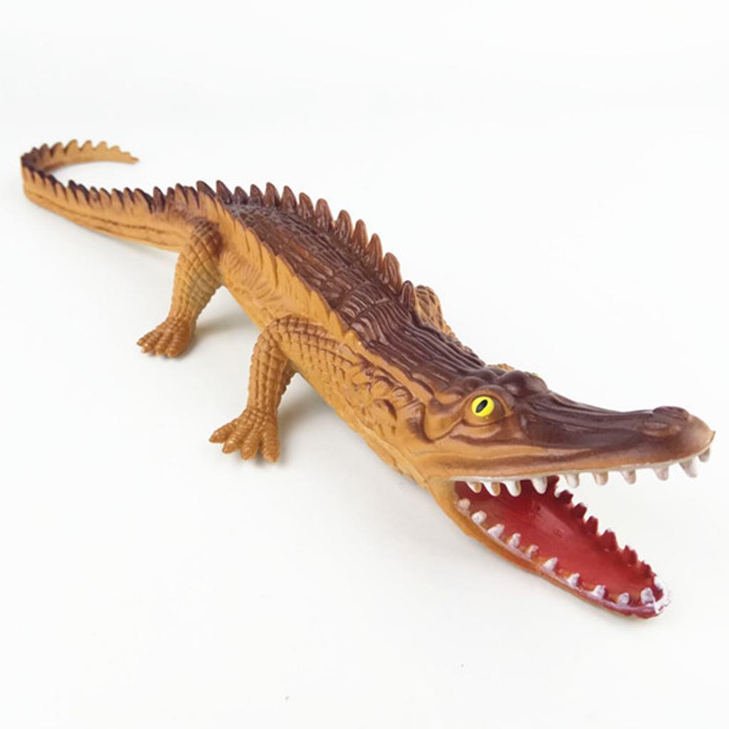 Toy Crocodile Plastic Tactile Figurine Model Alligator Nature Reptile Brown