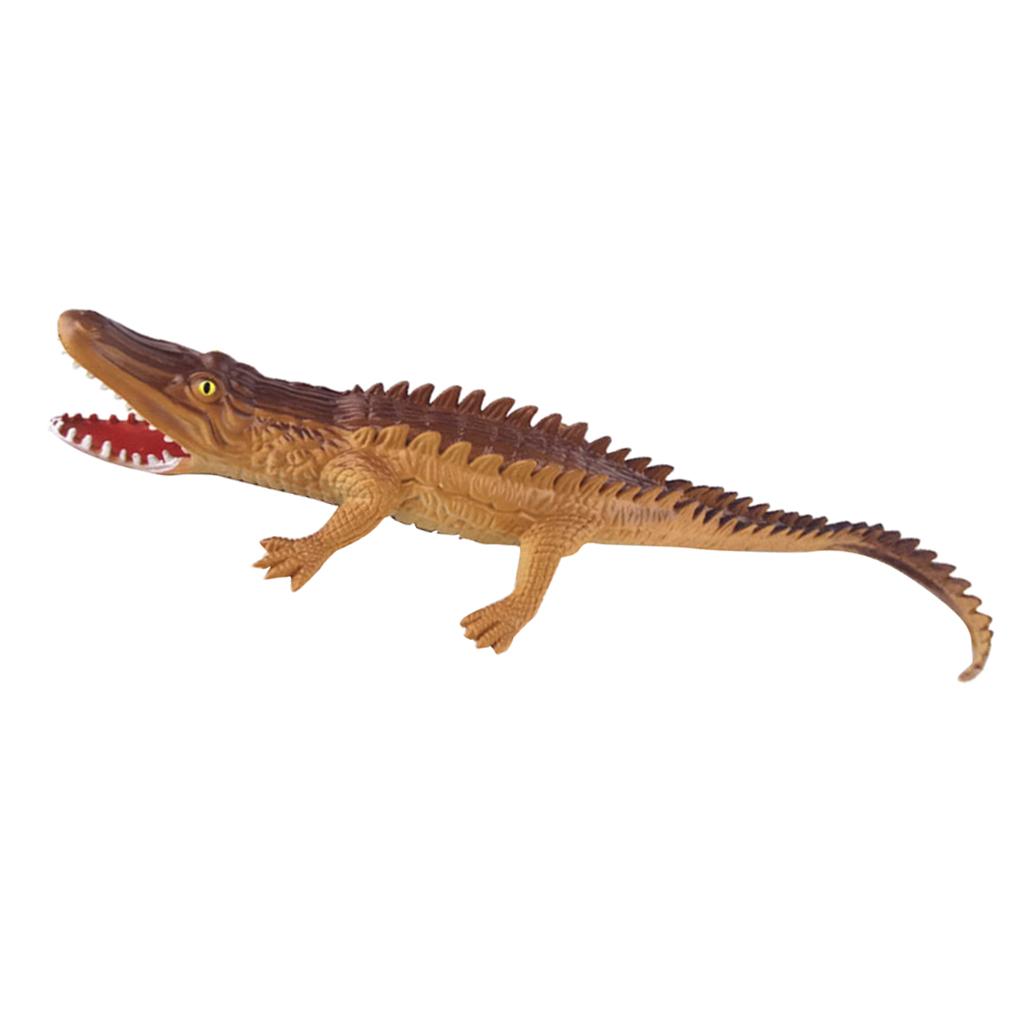 Toy Crocodile Plastic Tactile Figurine Model Alligator Nature Reptile Brown