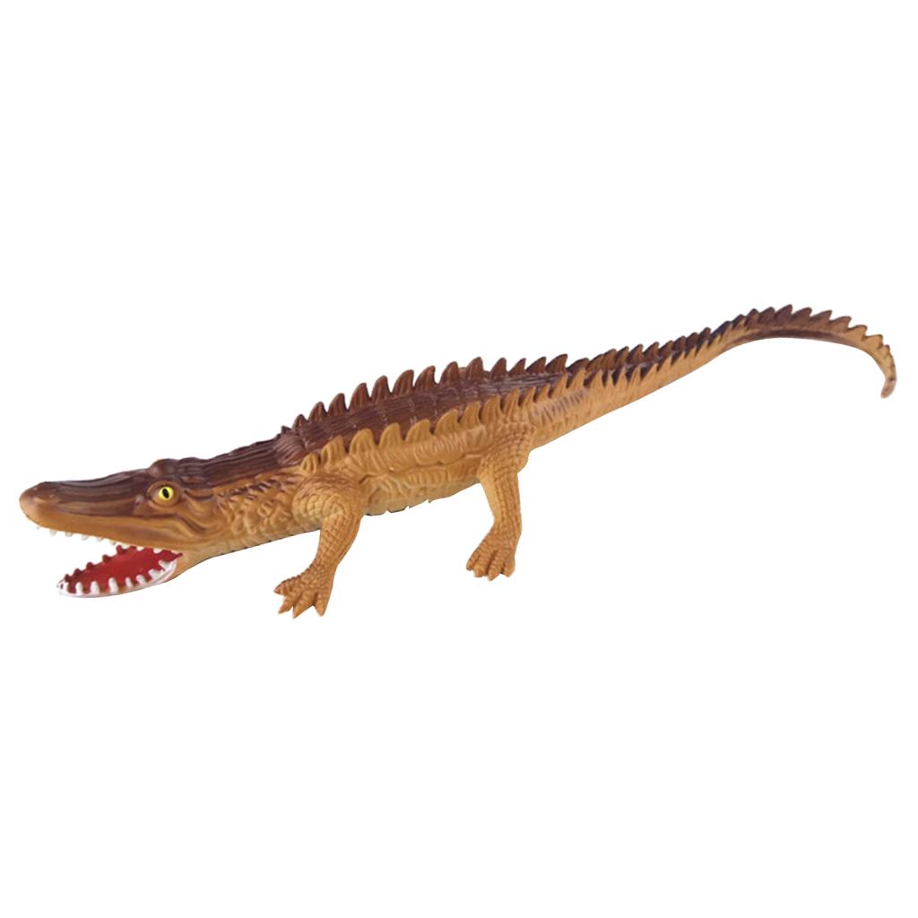 Toy Crocodile Plastic Tactile Figurine Model Alligator Nature Reptile Brown
