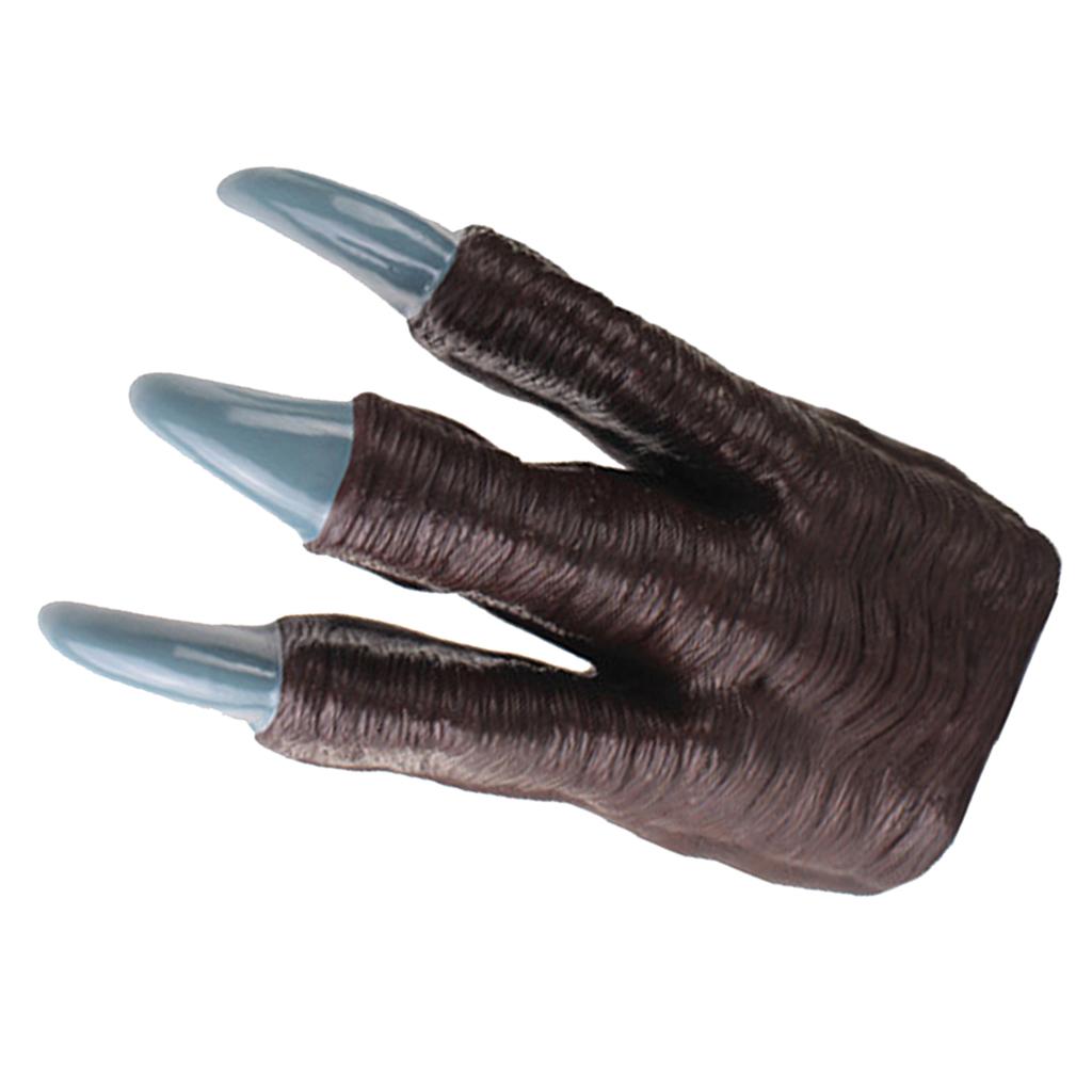2xMonster Dinosaur Dragon Devil Costume Hands Puppet Claws Gloves Toys Brown