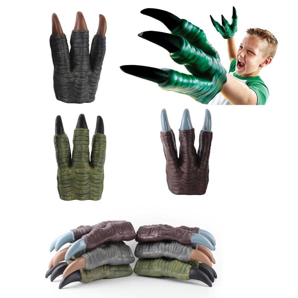 Monster Dinosaur Dragon Devil Costume Hands Puppet Claws Gloves Toys Brown