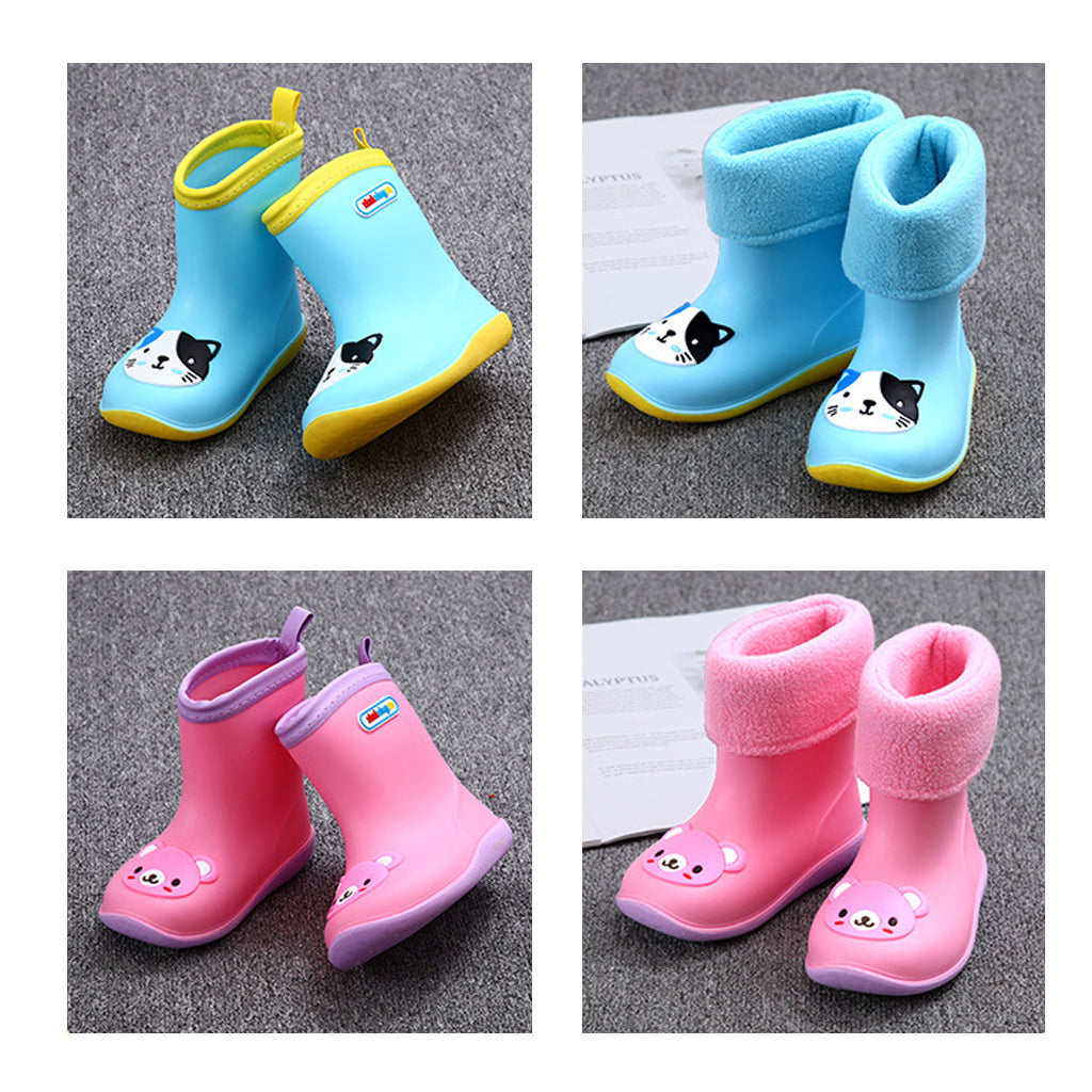 Kids Toddlers Waterproof Rubber Rain Boots  Pink Bear for 2 years