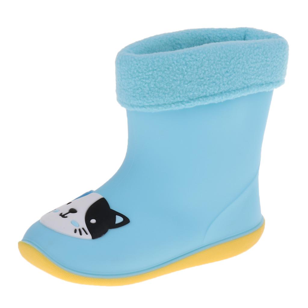 Kids Toddlers Waterproof Rubber Rain Boots  Blue Cat for 2 years